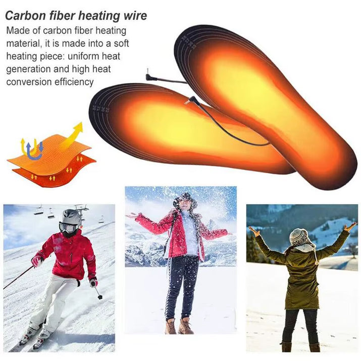 USB Heated Shoe Insoles Feet Warm Sock Pad Mat Electrically Heating Insoles Washable Winter Warm Thermal Insoles Unisex