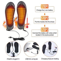 USB Heated Shoe Insoles Feet Warm Sock Pad Mat Electrically Heating Insoles Washable Winter Warm Thermal Insoles Unisex